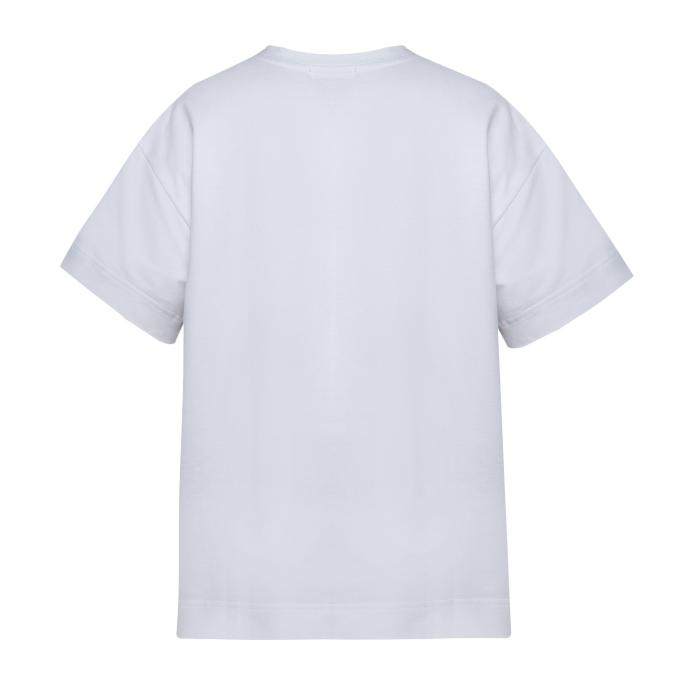 Women's straight white t-shirt with a large black lettering